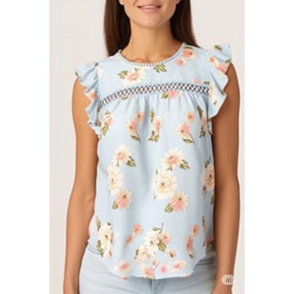 Mine Women's Floral Blouse Romantic Country Cottagecore Coquette Size Medium - Picture 1 of 7